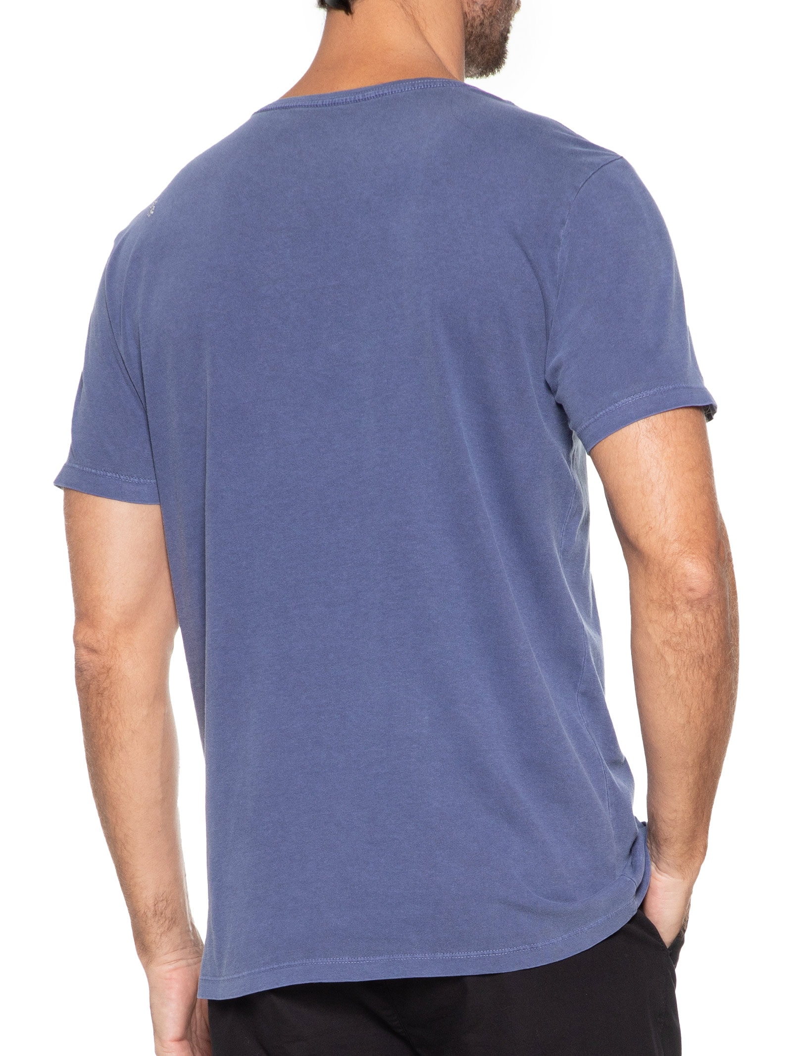 Camiseta Masculina Estampada Good Vibes Only Azul Sergio K