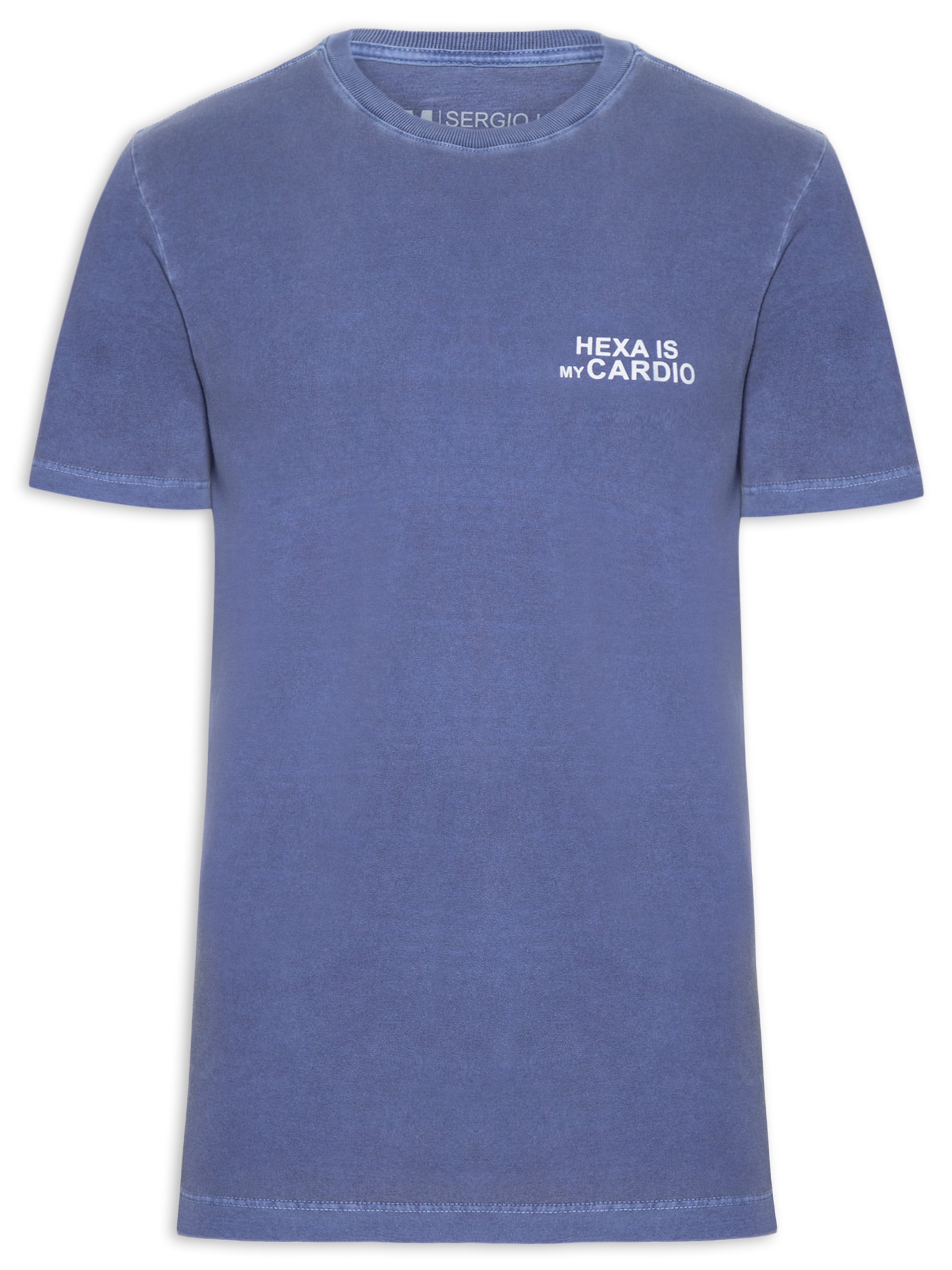 Camiseta Masculina Estampada Hexa Is My Cardio Azul Sergio K