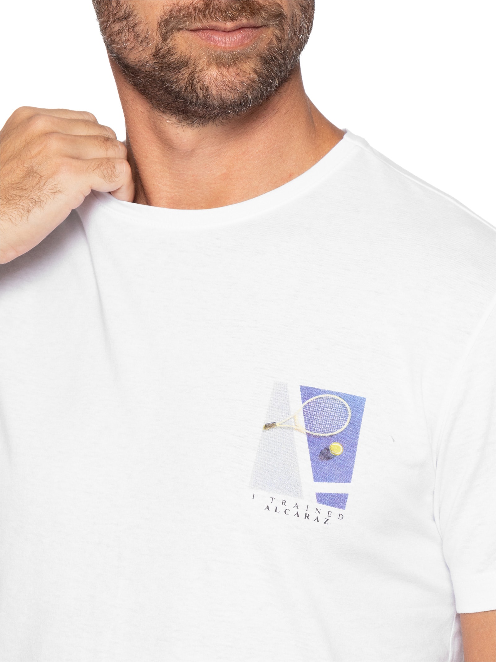 Camiseta Masculina Estampada I Trained  – Branco Sergio K