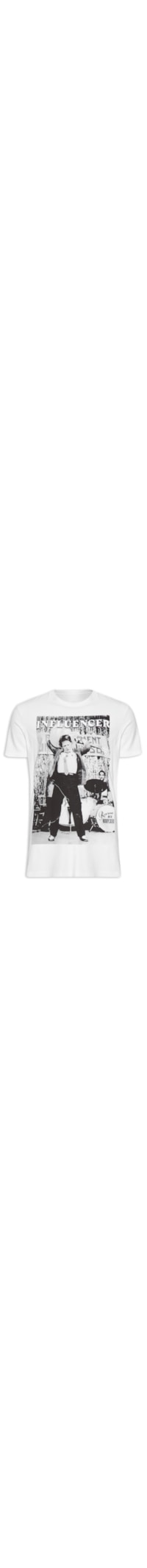 Camiseta Masculina Estampada Influencer Guitarra - Branco