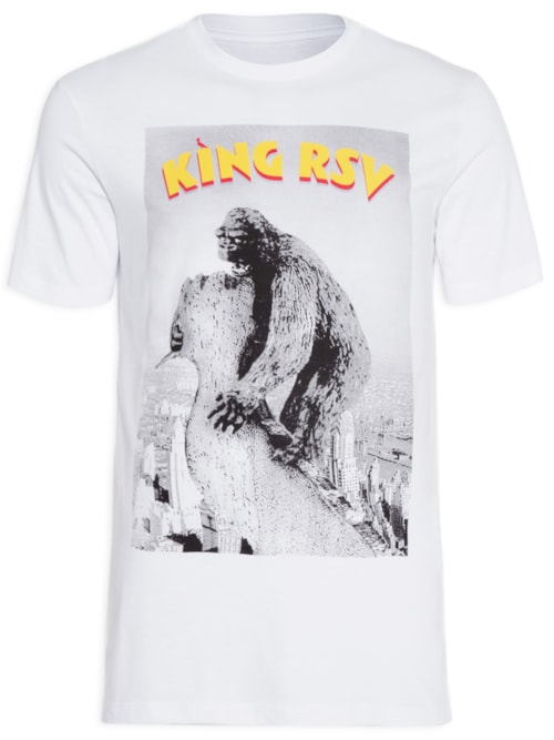 Camiseta Masculina Estampada King Rsv - Branco