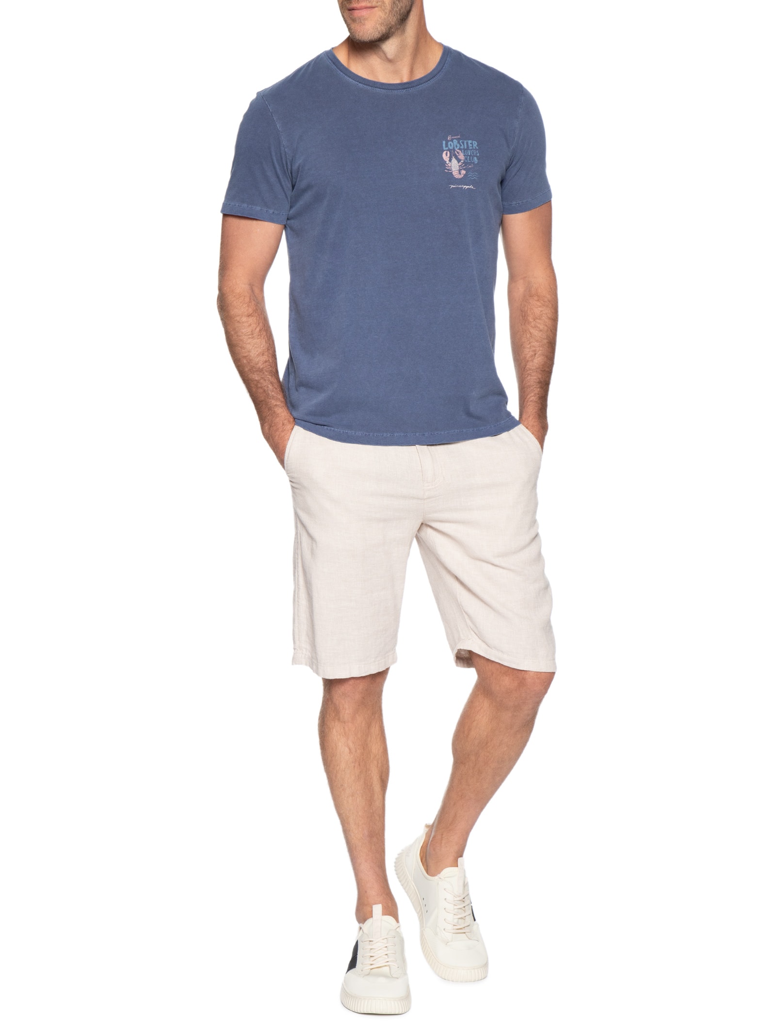 Camiseta Masculina Estampada Lobster Club Azul Pineapple