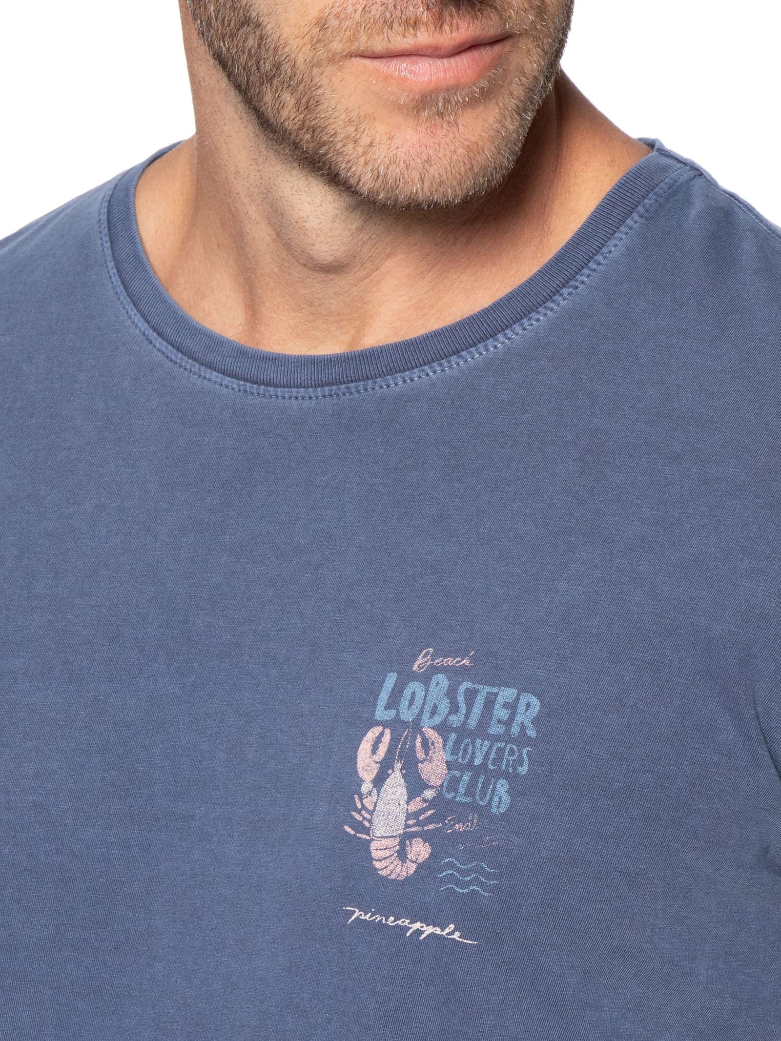 Camiseta Masculina Estampada Lobster Club Azul Pineapple