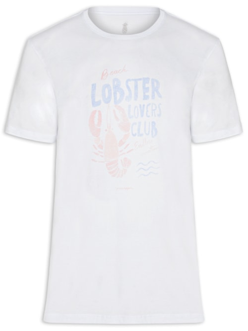 Camiseta Masculina Estampada Lobster Club – Branco