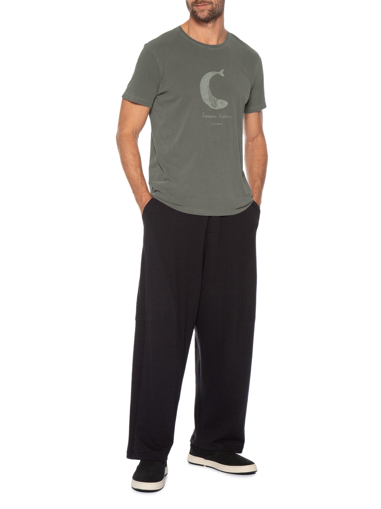 Camiseta Masculina Estampada L'Ocean Cinza Pineapple