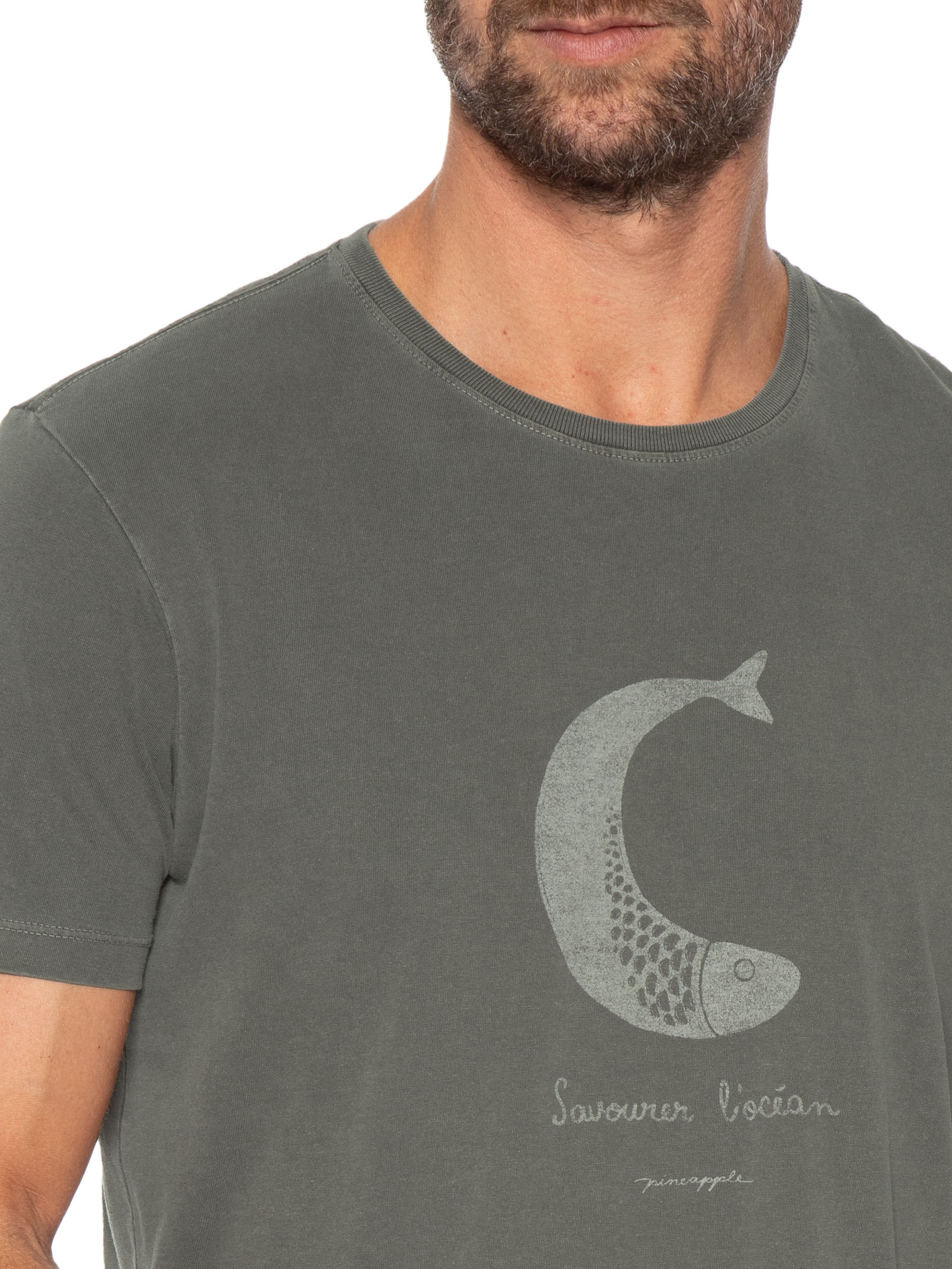 Camiseta Masculina Estampada L'Ocean Cinza Pineapple