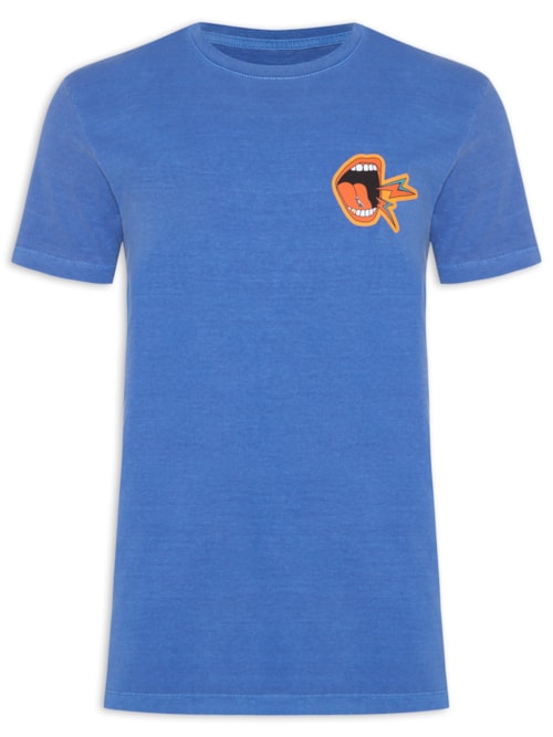 Camiseta Masculina Estampada Lugar De Escuta - Azul