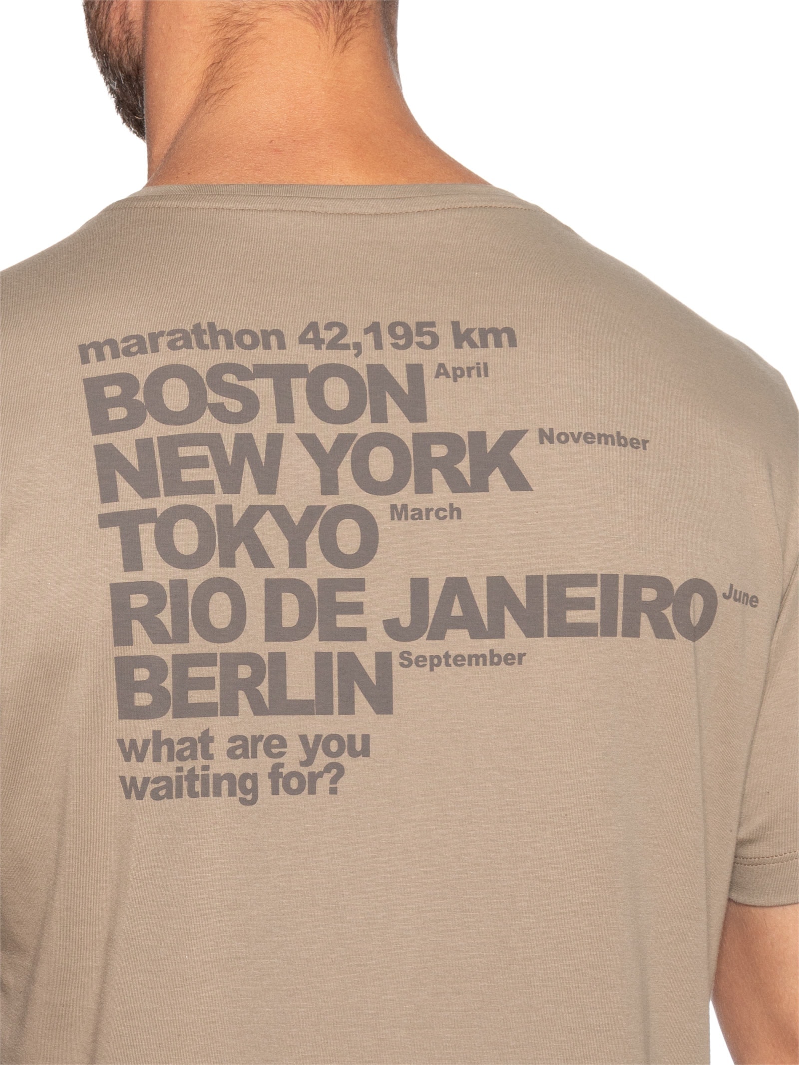 Camiseta Masculina Estampada Marathon Bege Sergio K