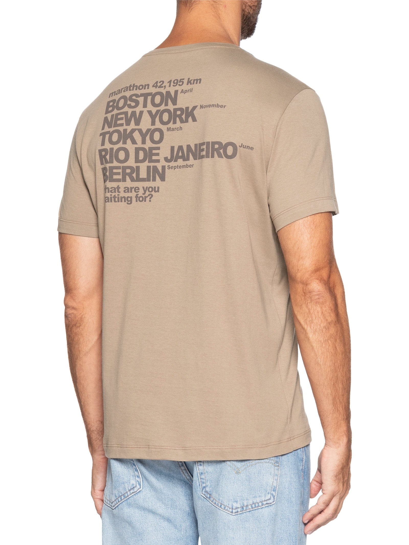 Camiseta Masculina Estampada Marathon – Bege Sergio K