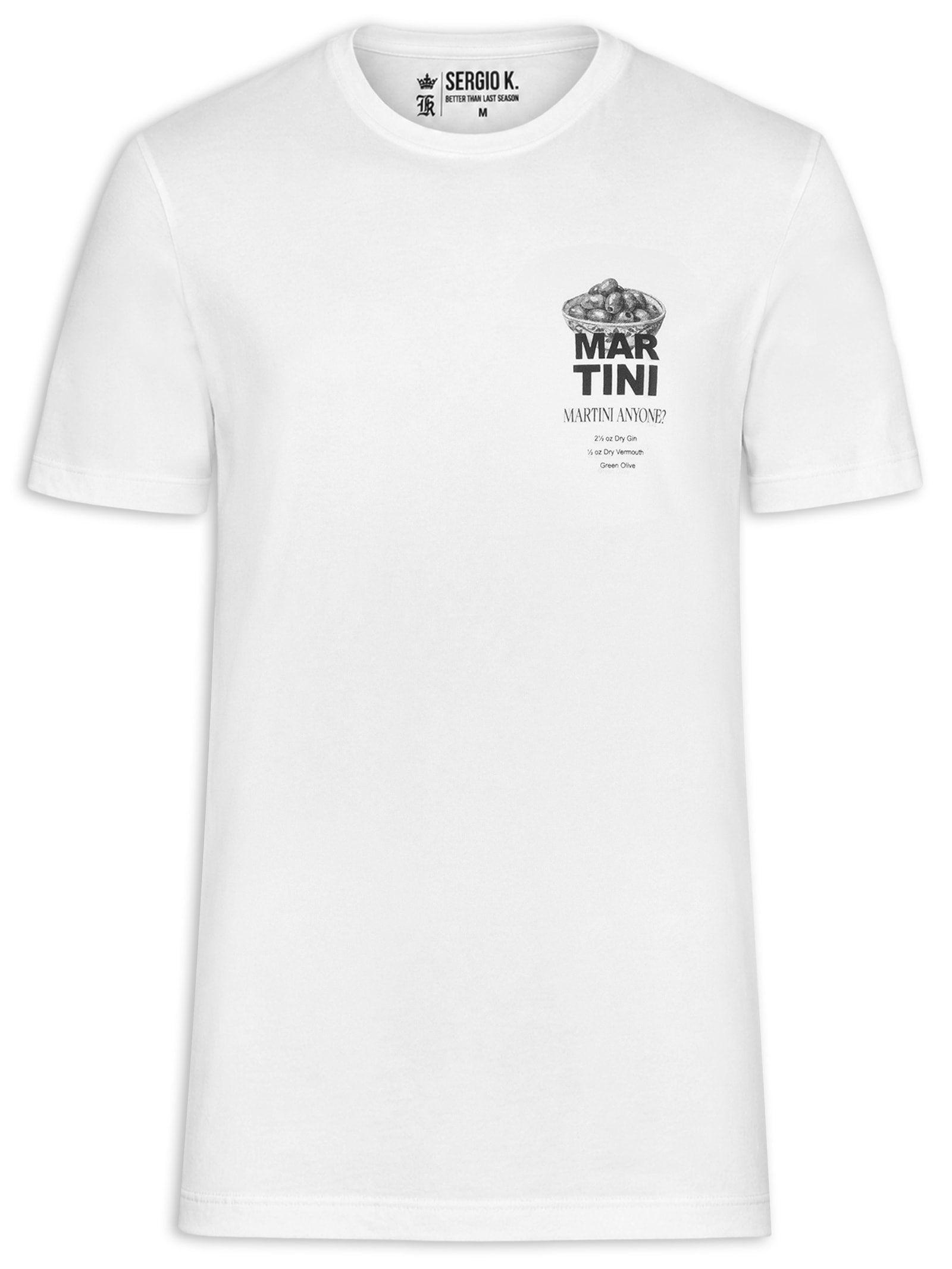 Camiseta Masculina Estampada Martini Anyone – Branco Sergio K