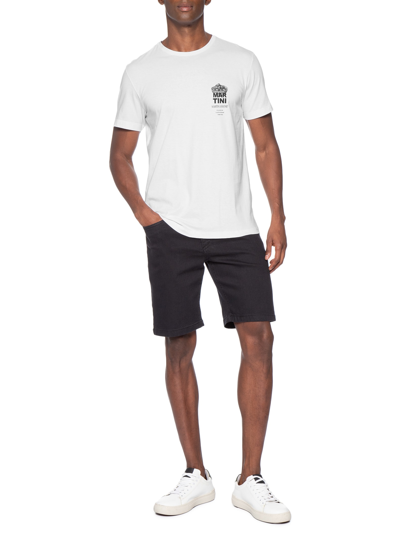 Camiseta Masculina Estampada Martini Anyone – Branco Sergio K