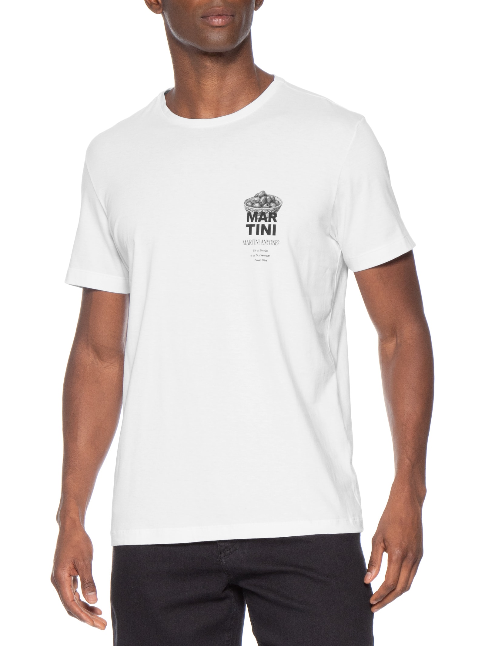 Camiseta Masculina Estampada Martini Anyone – Branco Sergio K