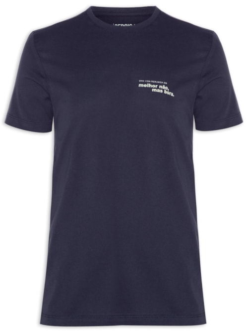 Camiseta Masculina Estampada Melhor Não, Mas Bora – Azul