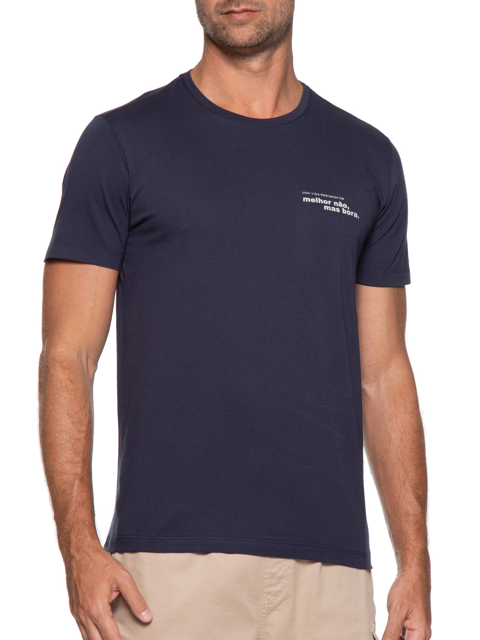 Camiseta Masculina Estampada Melhor Não, Mas Bora Azul Sergio K