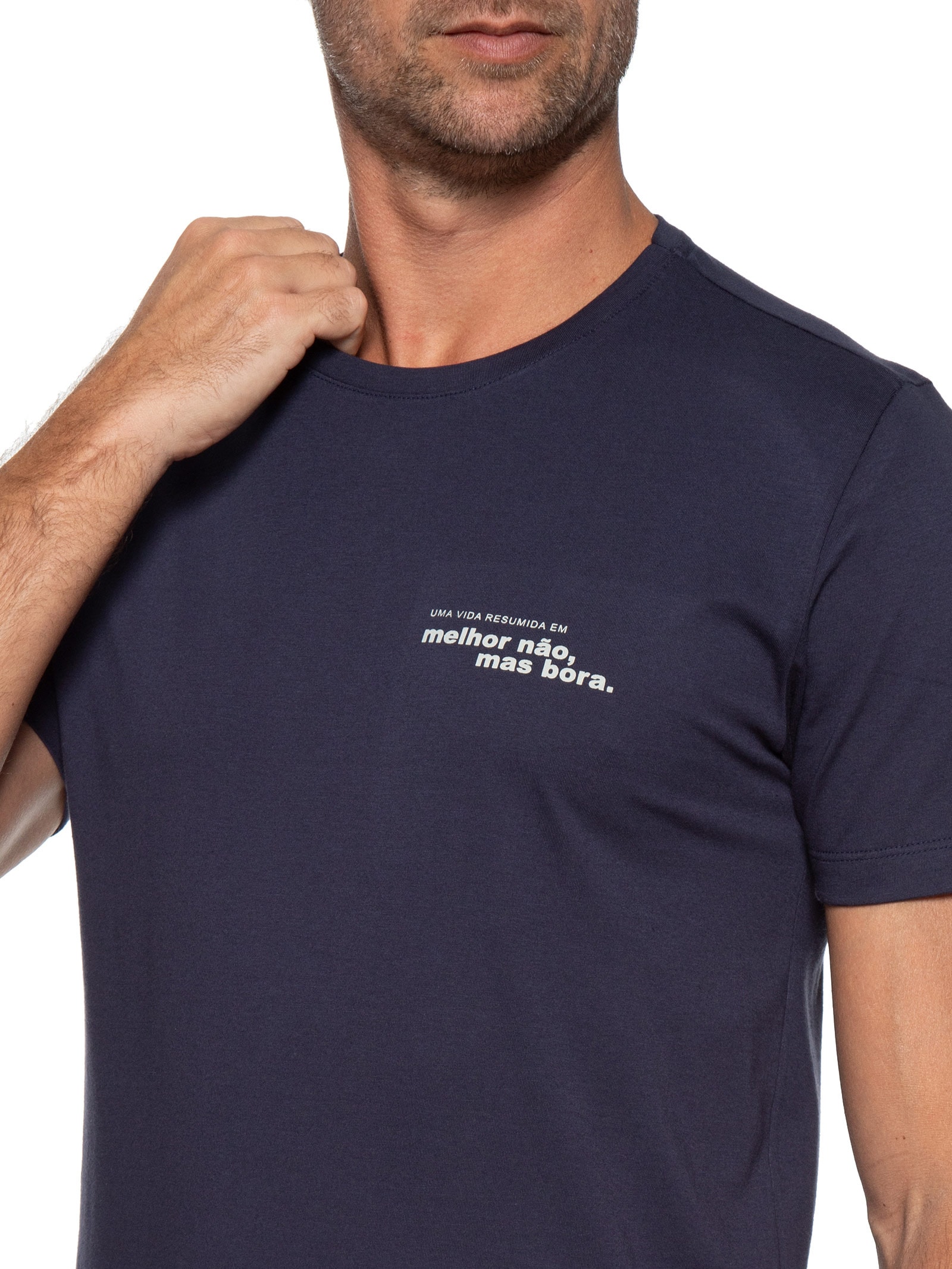 Camiseta Masculina Estampada Melhor Não, Mas Bora Azul Sergio K