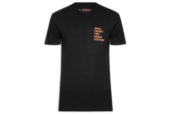 Camiseta Masculina Estampada Need Money Music - Preto