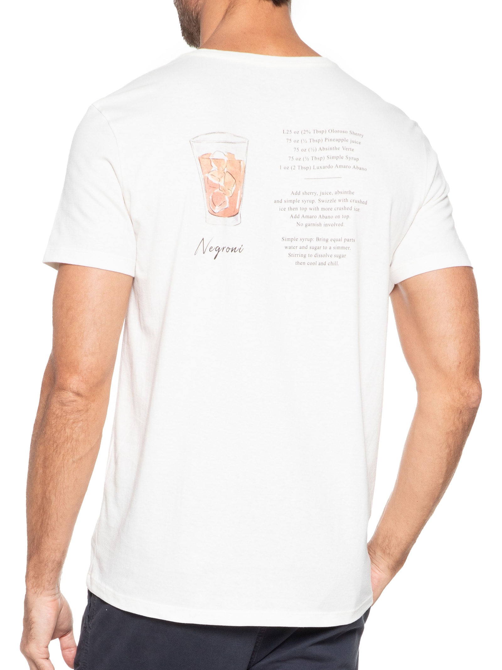 Camiseta Masculina Estampada Negroni Cocktail Off White Sergio K