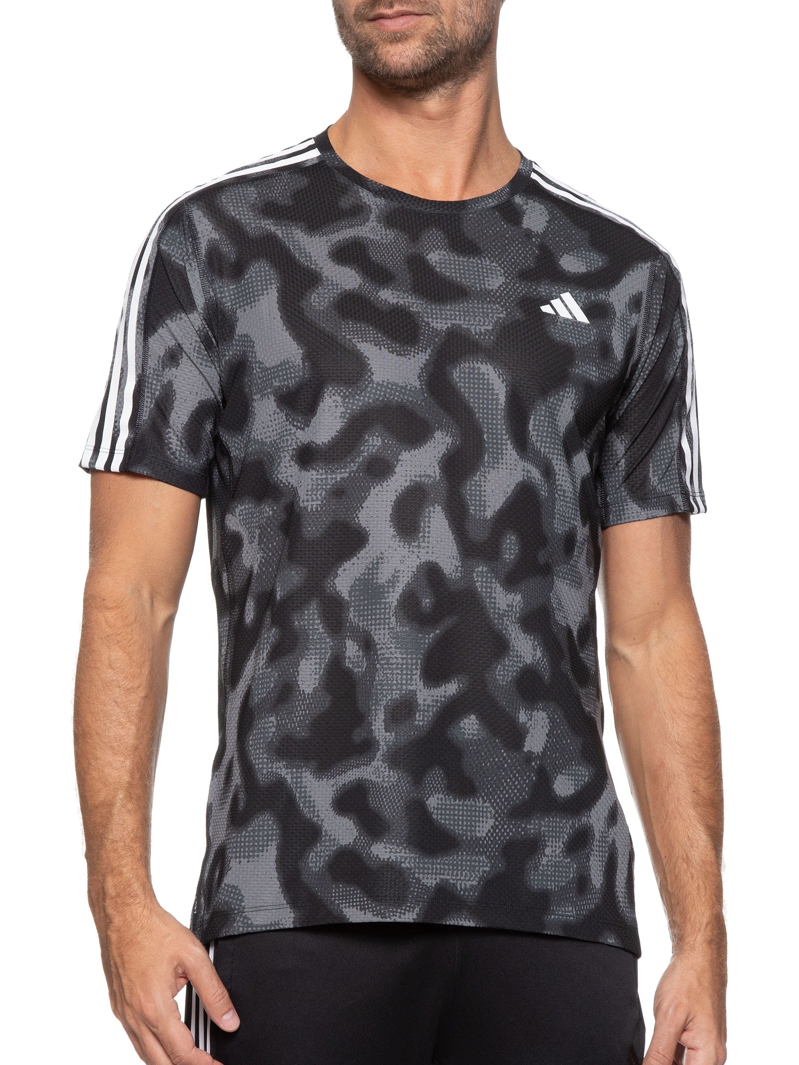 Camiseta Masculina Estampada Own The Run Três Listras - Adidas - Preto