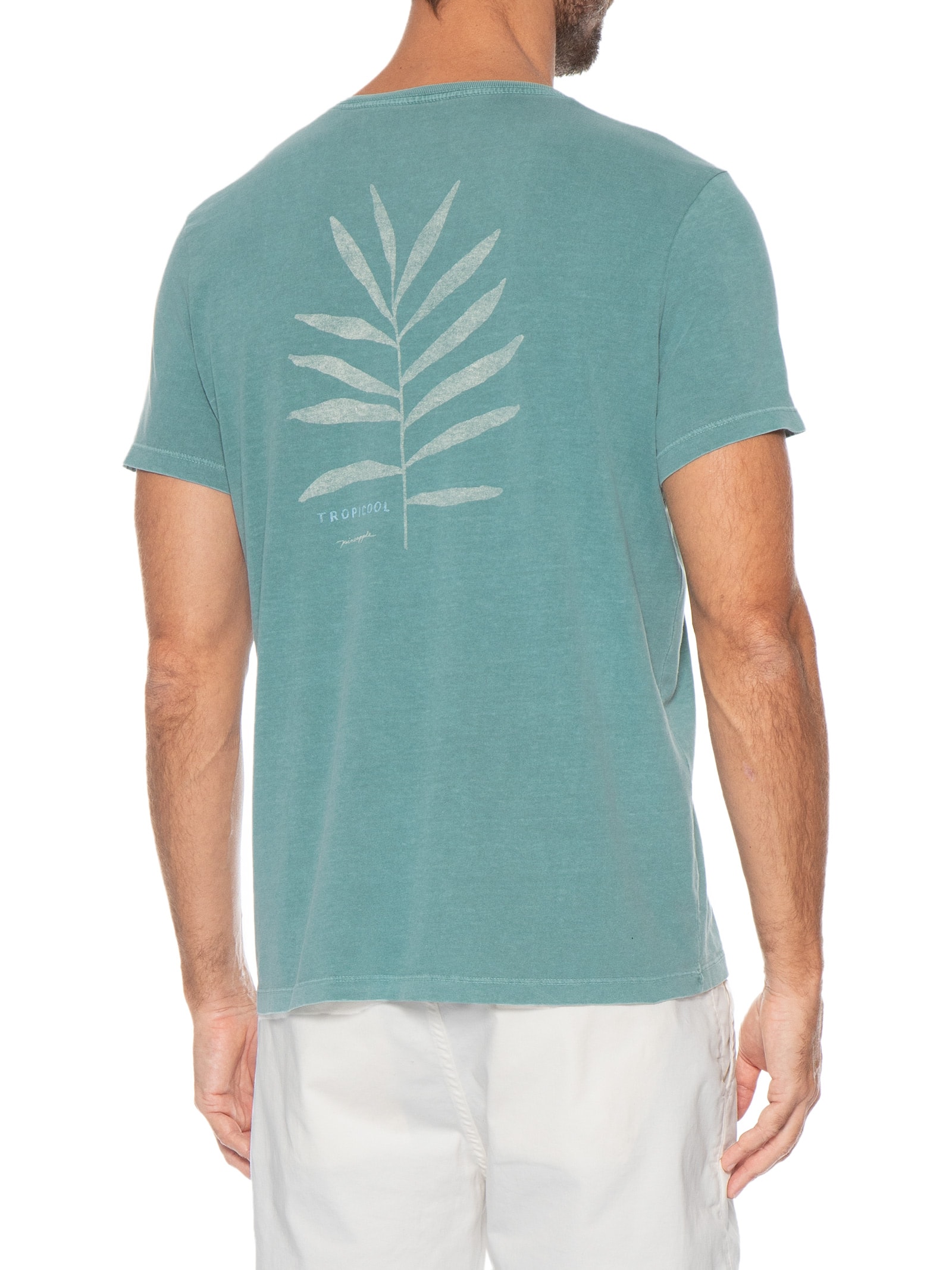 Camiseta Masculina Estampada Palmeira Verde Pineapple