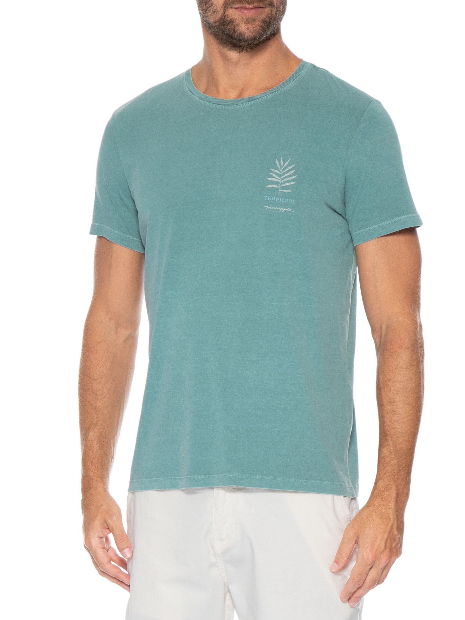 Camiseta Masculina Estampada Palmeira Verde Pineapple