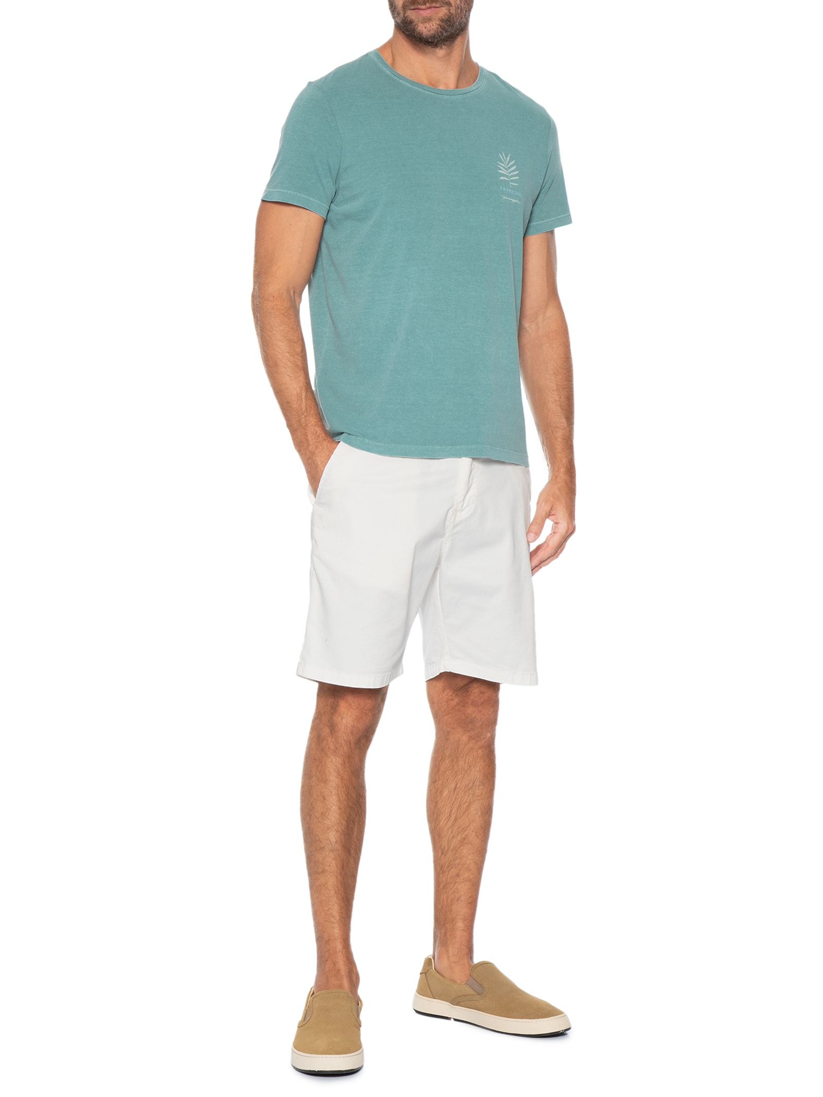 Camiseta Masculina Estampada Palmeira Verde Pineapple