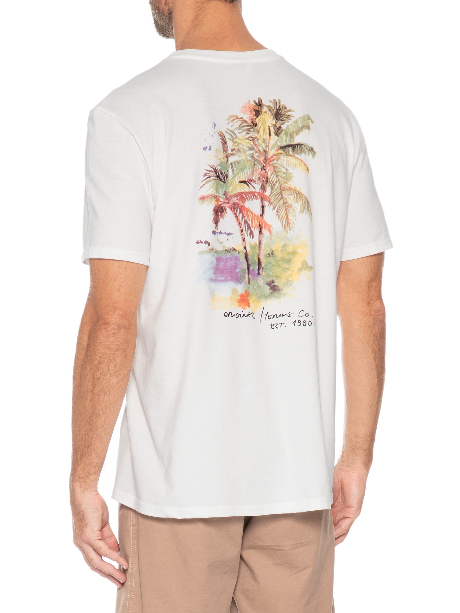 Camiseta Masculina Estampada Palms Branco Hering