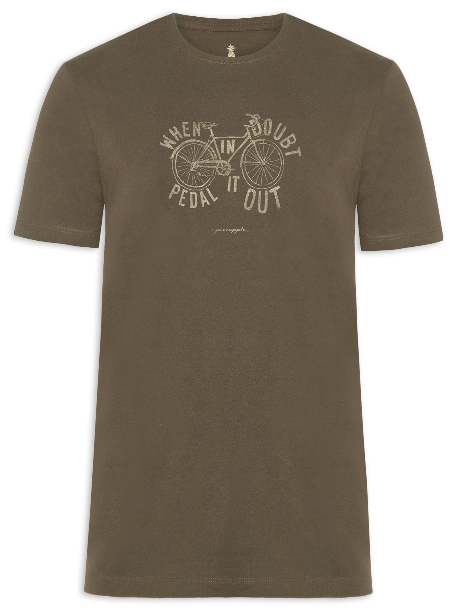 Camiseta Masculina Estampada Pedal It Out Marrom Pineapple