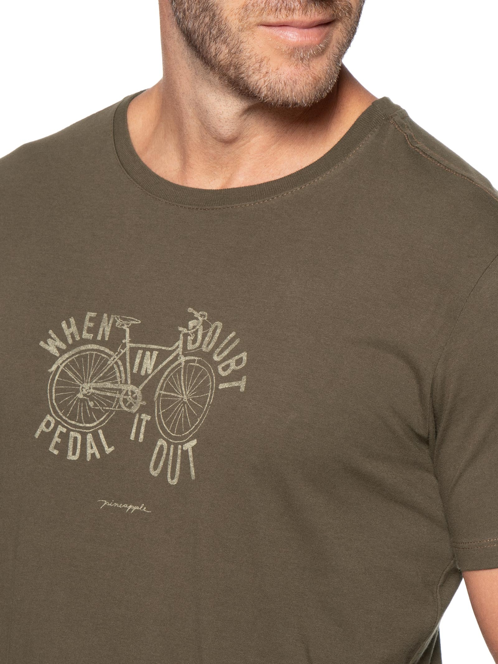 Camiseta Masculina Estampada Pedal It Out Marrom Pineapple