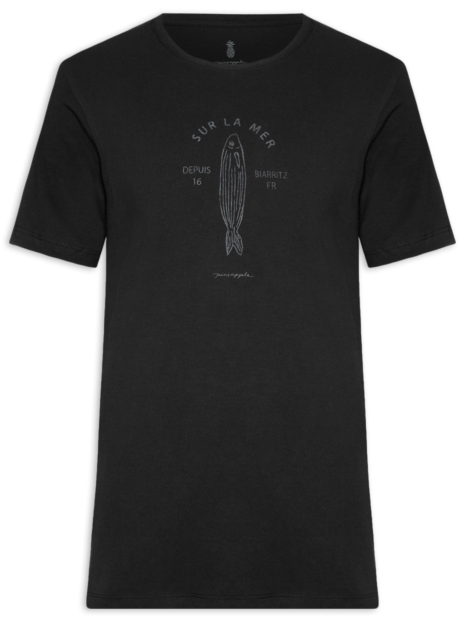 Camiseta Masculina Estampada Peixe Preto Pineapple