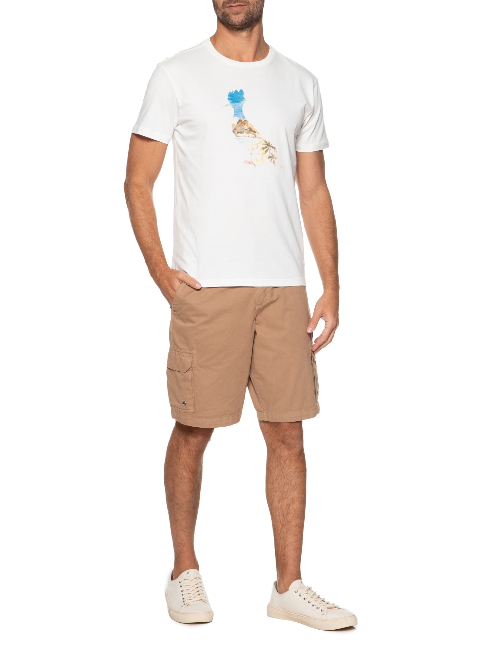 Camiseta Masculina Estampada Pica Pau Aquarela Ipa Off White Reserva