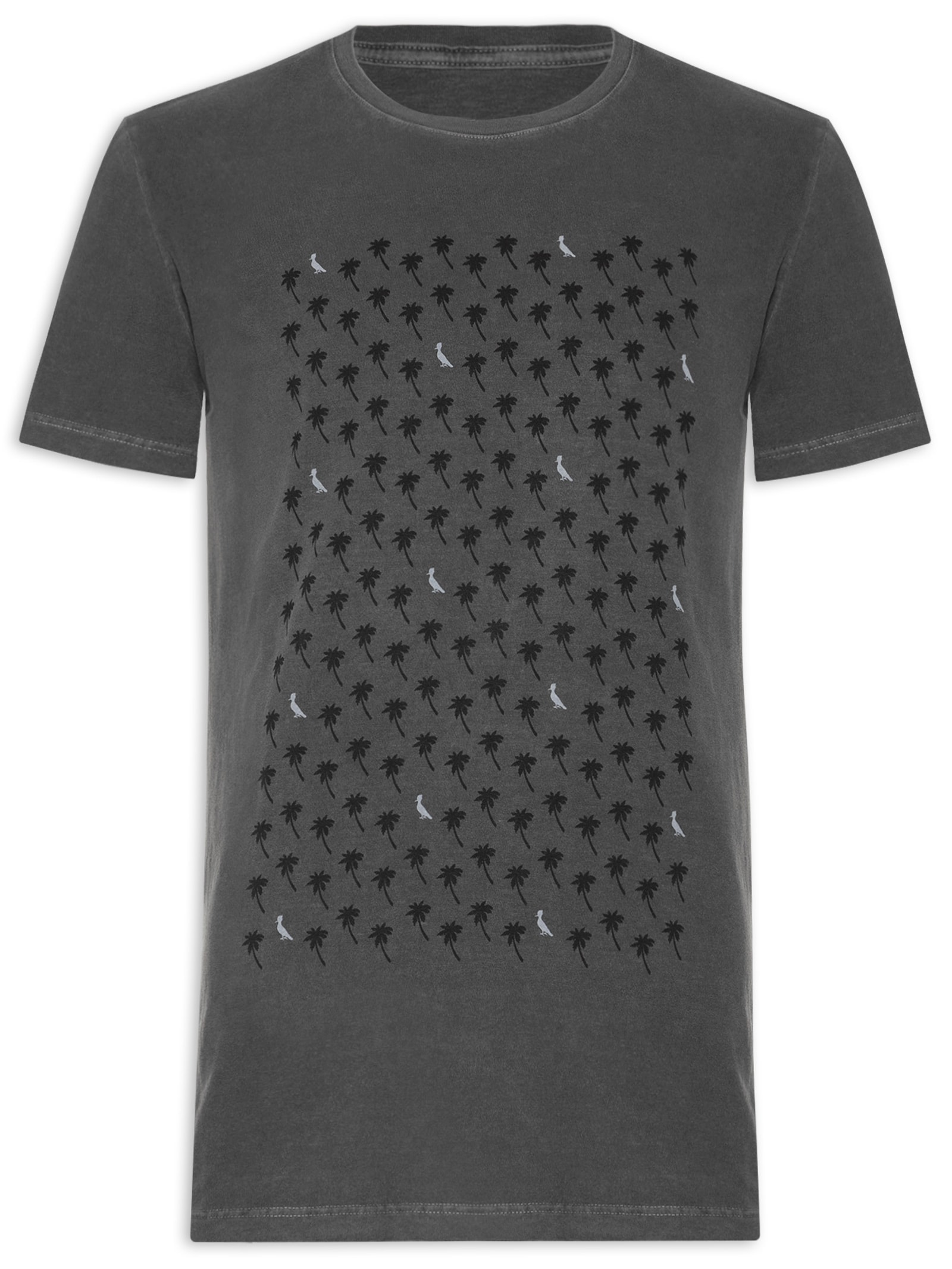 Camiseta Masculina Estampada Pica Pau Coqueiros Cinza Reserva