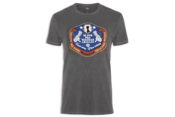 Camiseta Masculina Estampada Pina Colada - Cinza