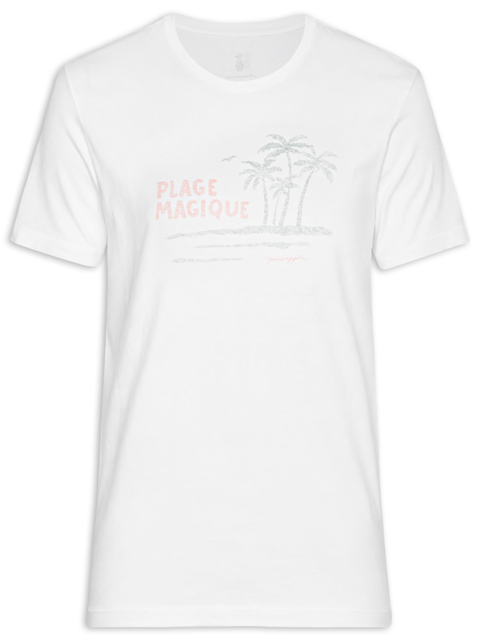 Camiseta Masculina Estampada Plage Magique Branco Pineapple