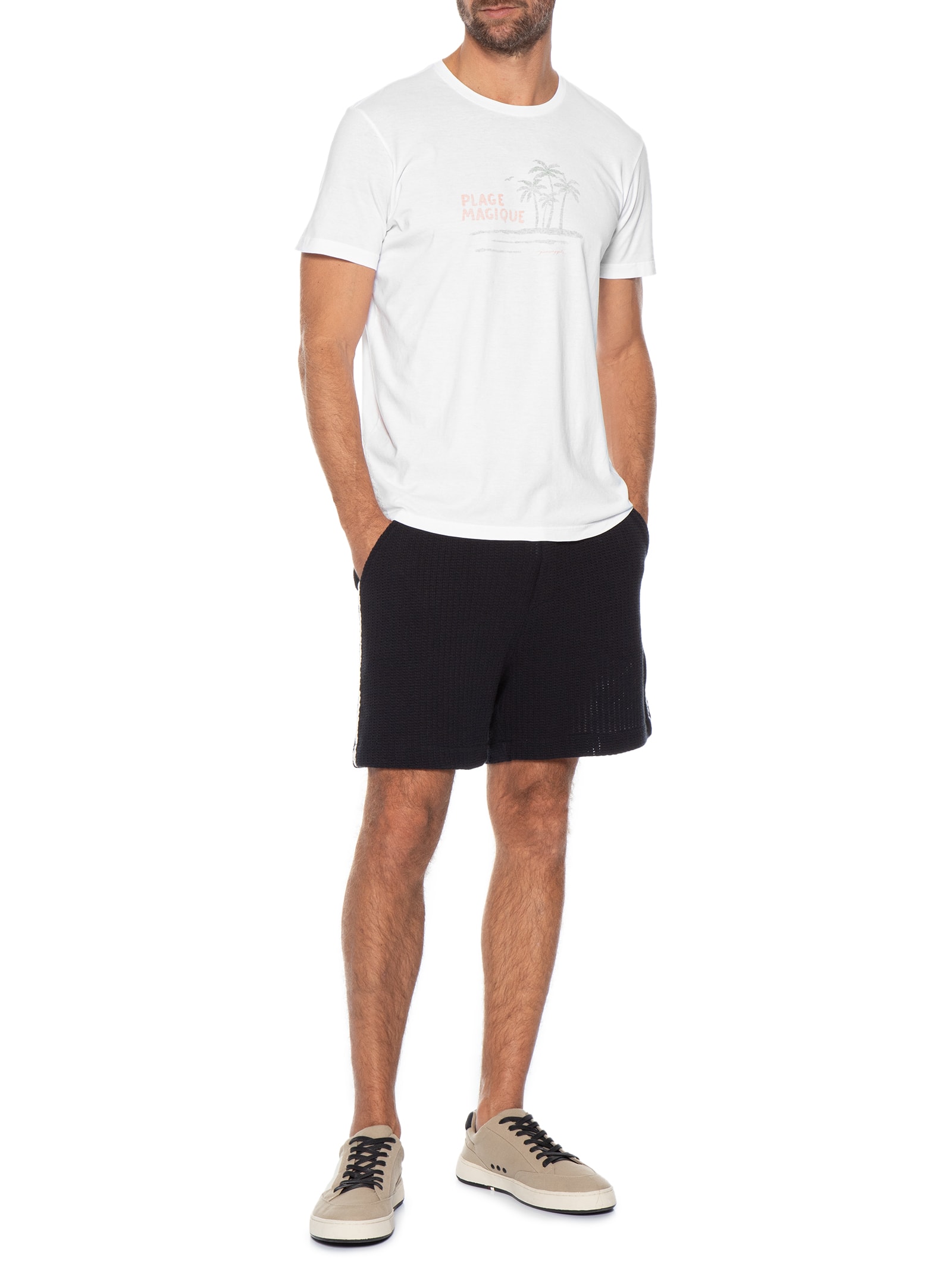Camiseta Masculina Estampada Plage Magique Branco Pineapple