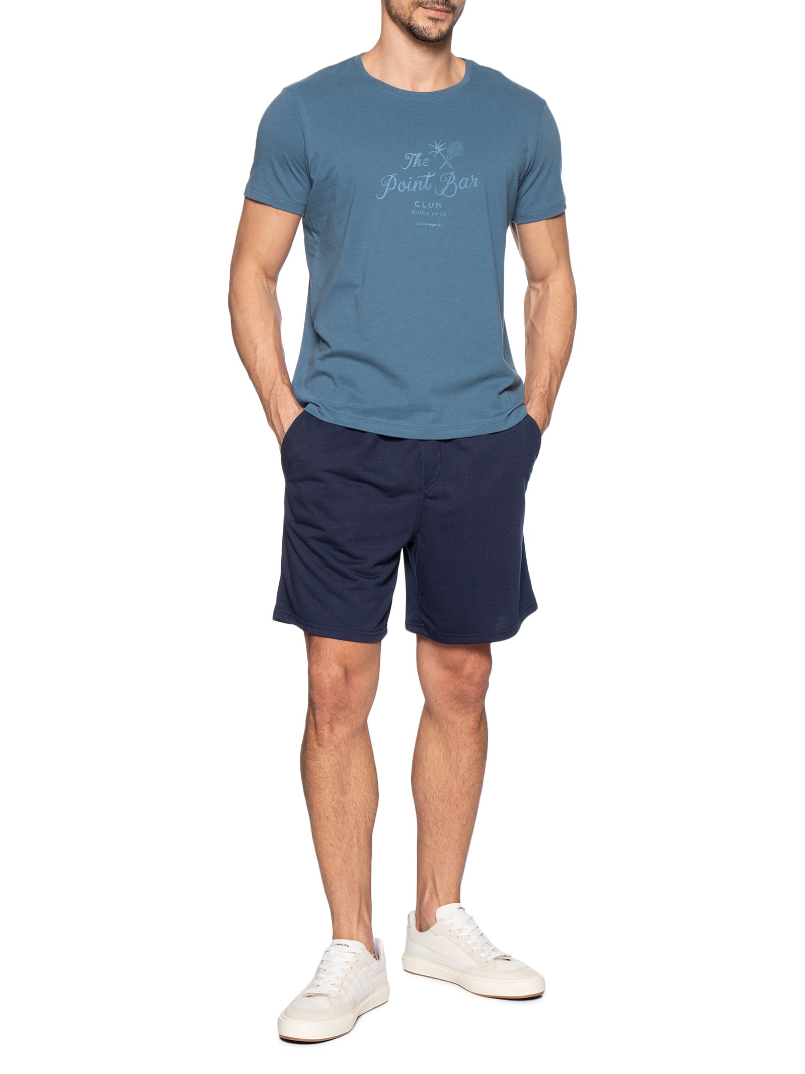 Camiseta Masculina Estampada Point Bar Azul Pineapple