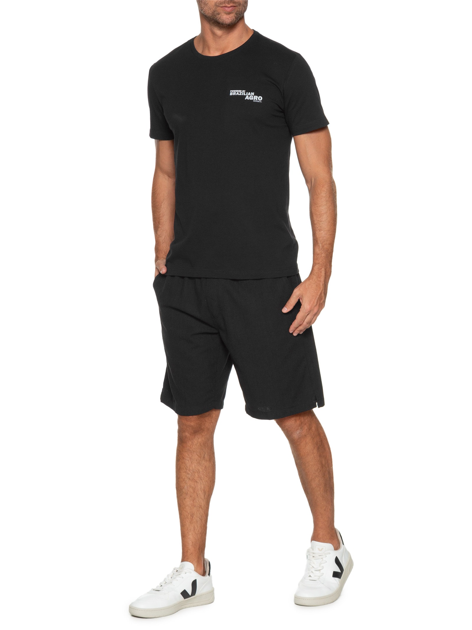 Camiseta Masculina Estampada Powered Br Agro Preto Sergio K