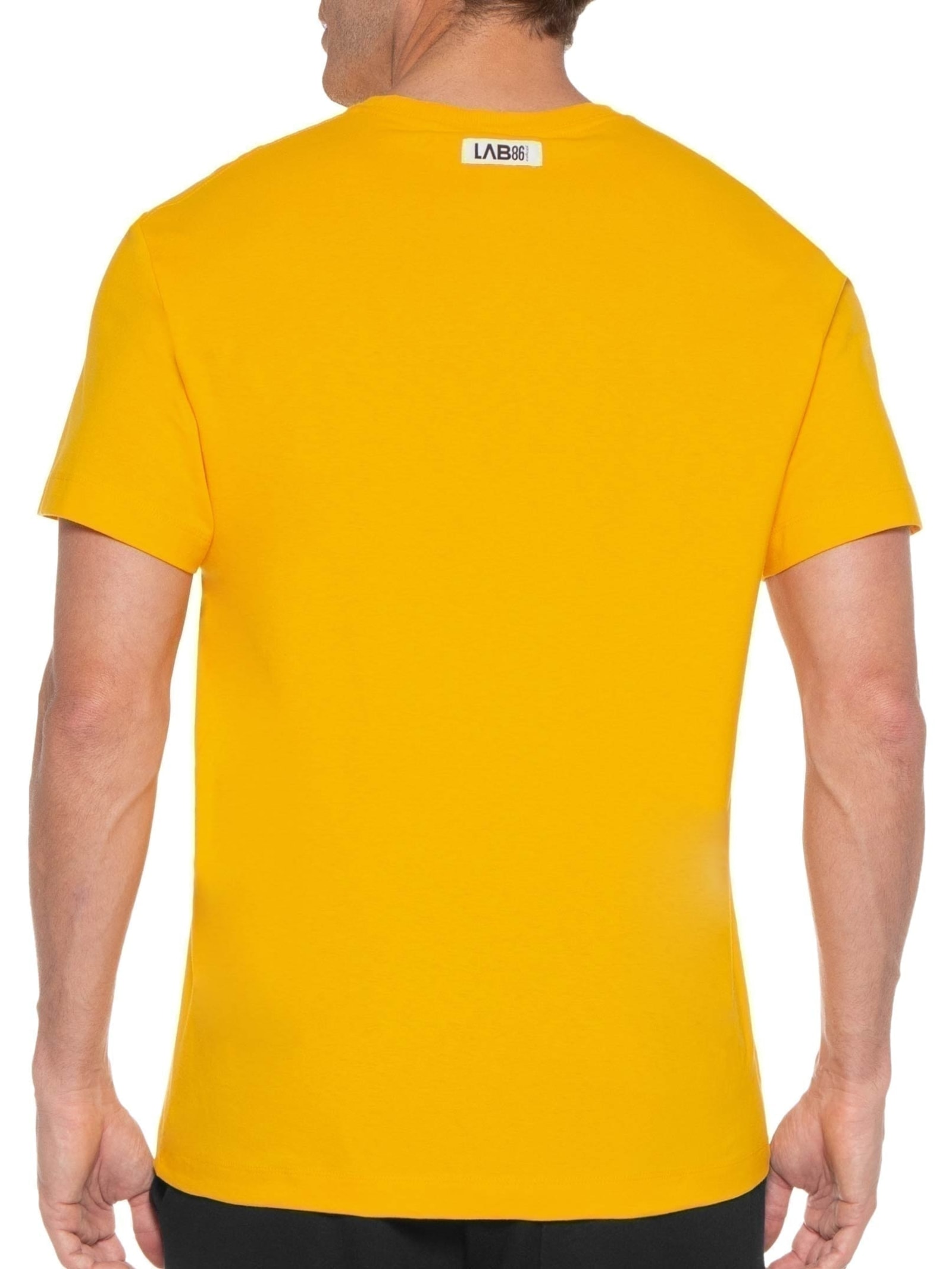 Camiseta Masculina Estampada Prata Amarelo Lab86
