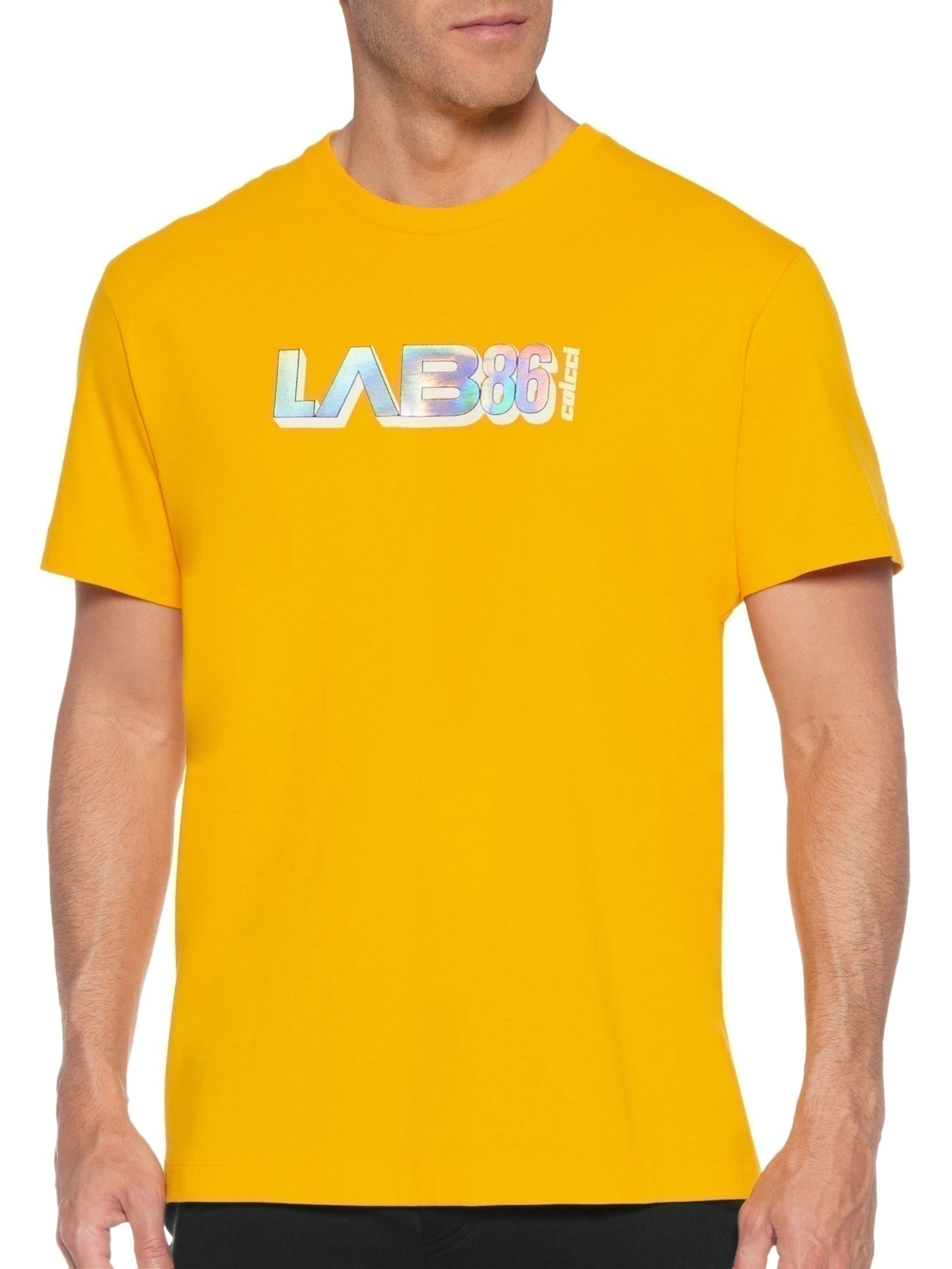 Camiseta Masculina Estampada Prata Amarelo Lab86