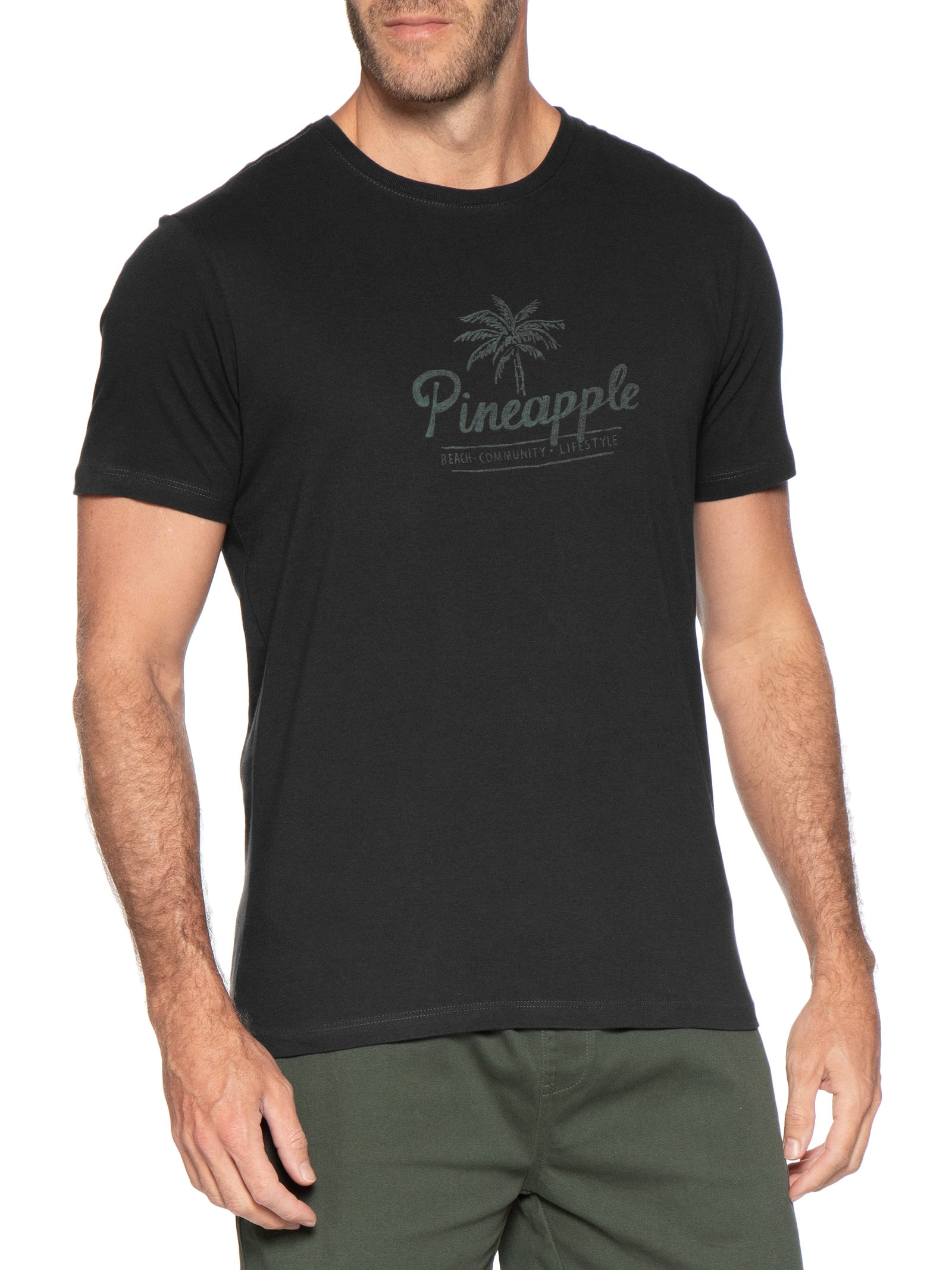 Camiseta Masculina Estampada Preto Pineapple