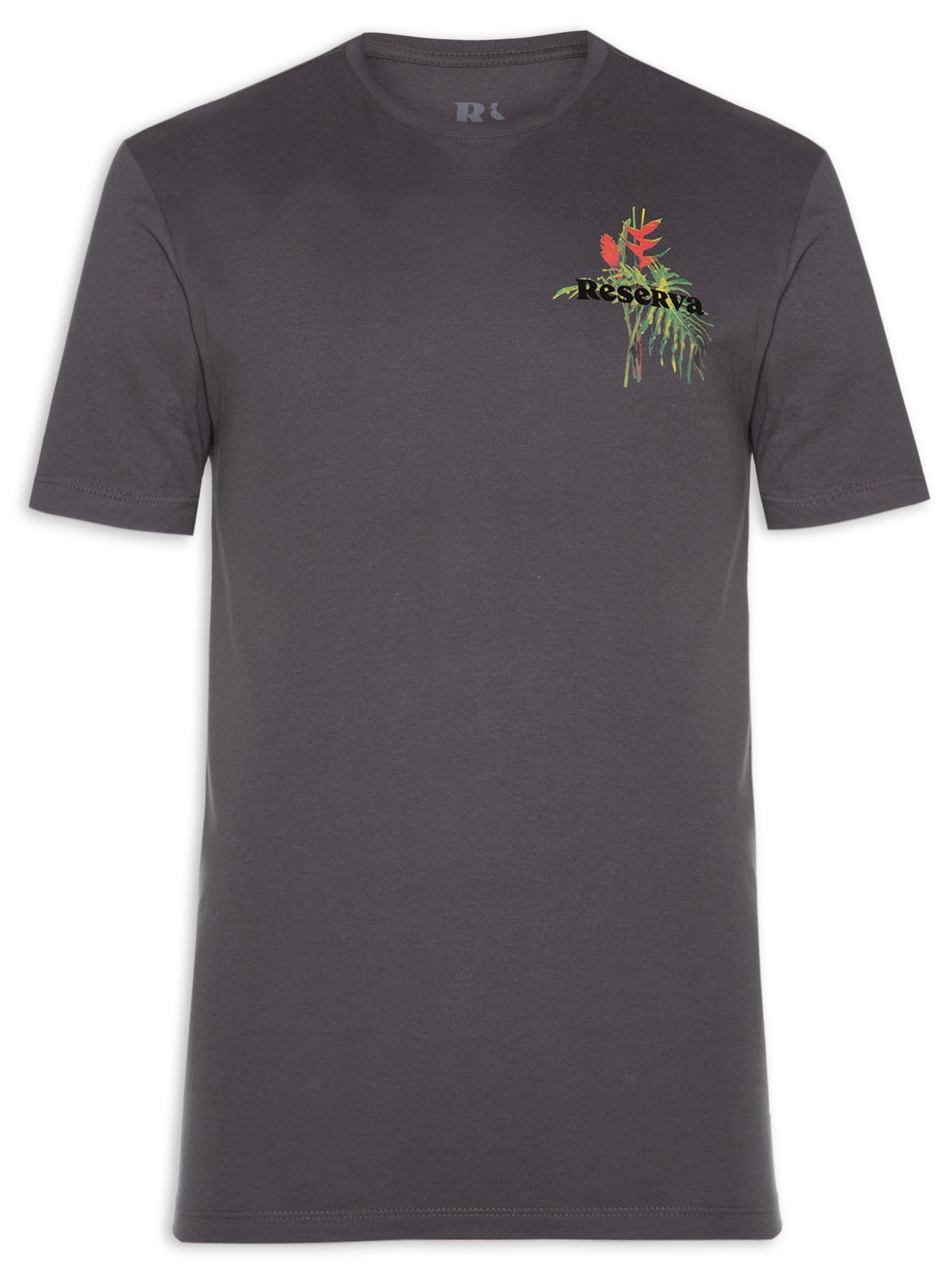Camiseta Masculina Estampada Ramo Tropical Cinza Reserva