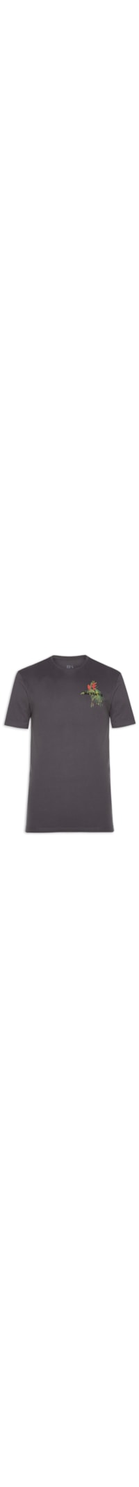 Camiseta Masculina Estampada Ramo Tropical - Cinza