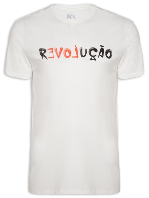 Camiseta Masculina Estampada Revolução - Branco