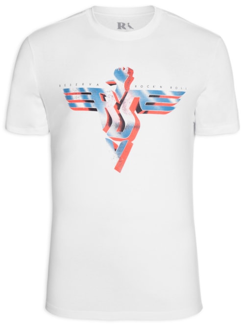 Camiseta Masculina Estampada Rsv Metal Wing – Branco