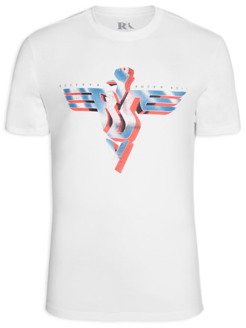 Camiseta Masculina Estampada Rsv Metal Wing - Branco