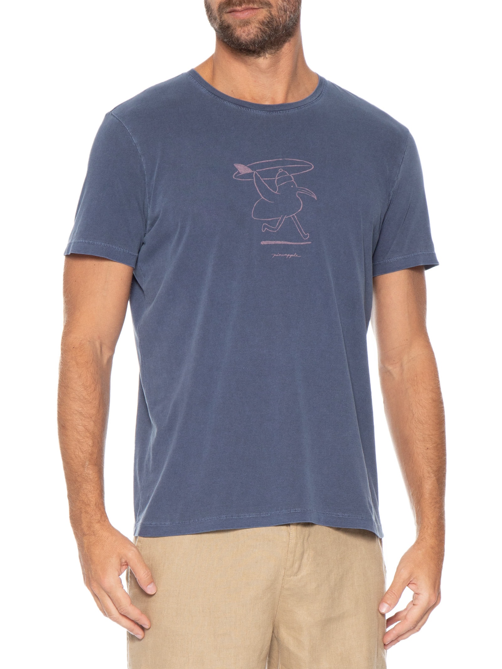 Camiseta Masculina Estampada Seagul Surf Azul Pineapple