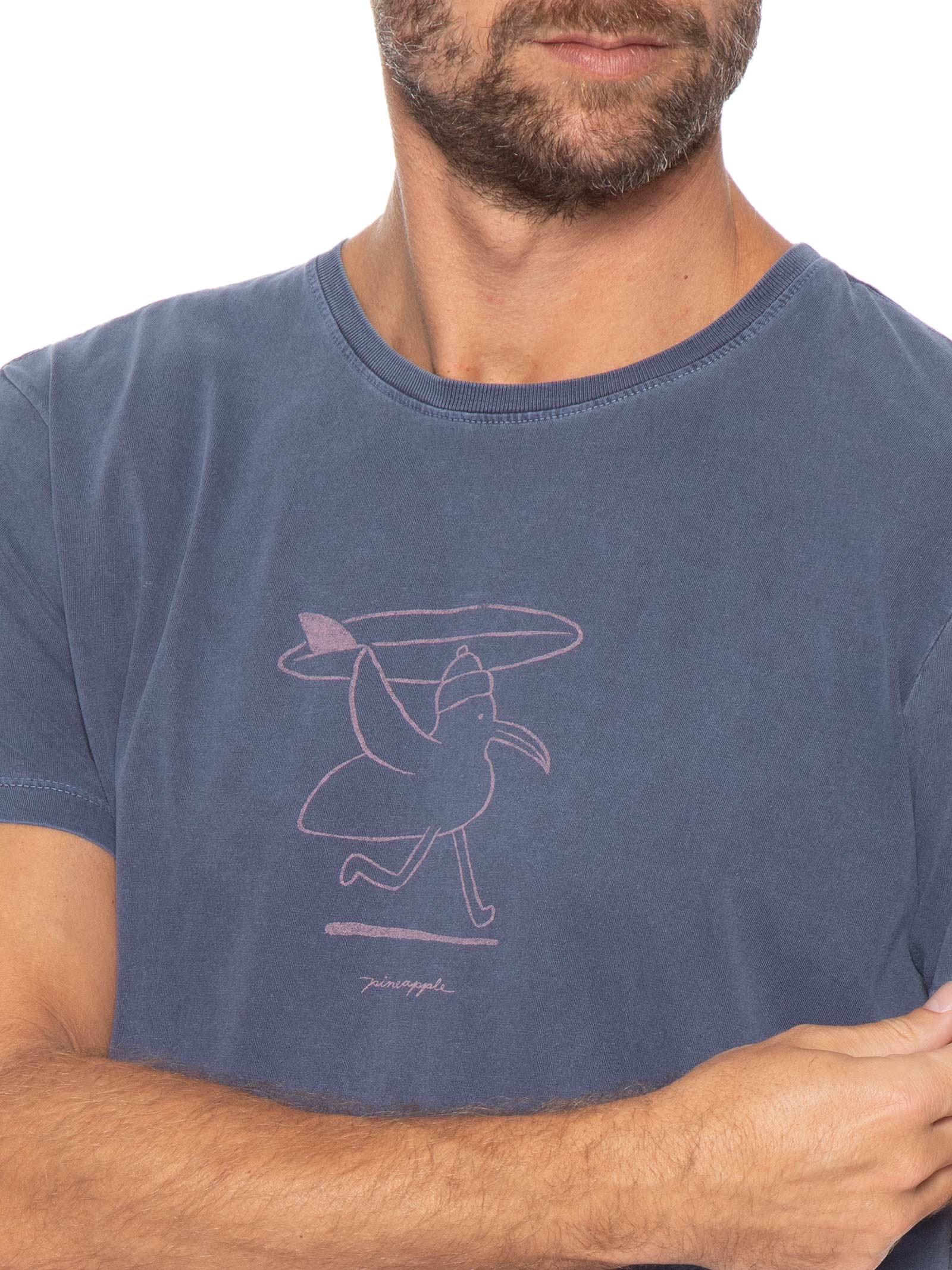Camiseta Masculina Estampada Seagul Surf Azul Pineapple
