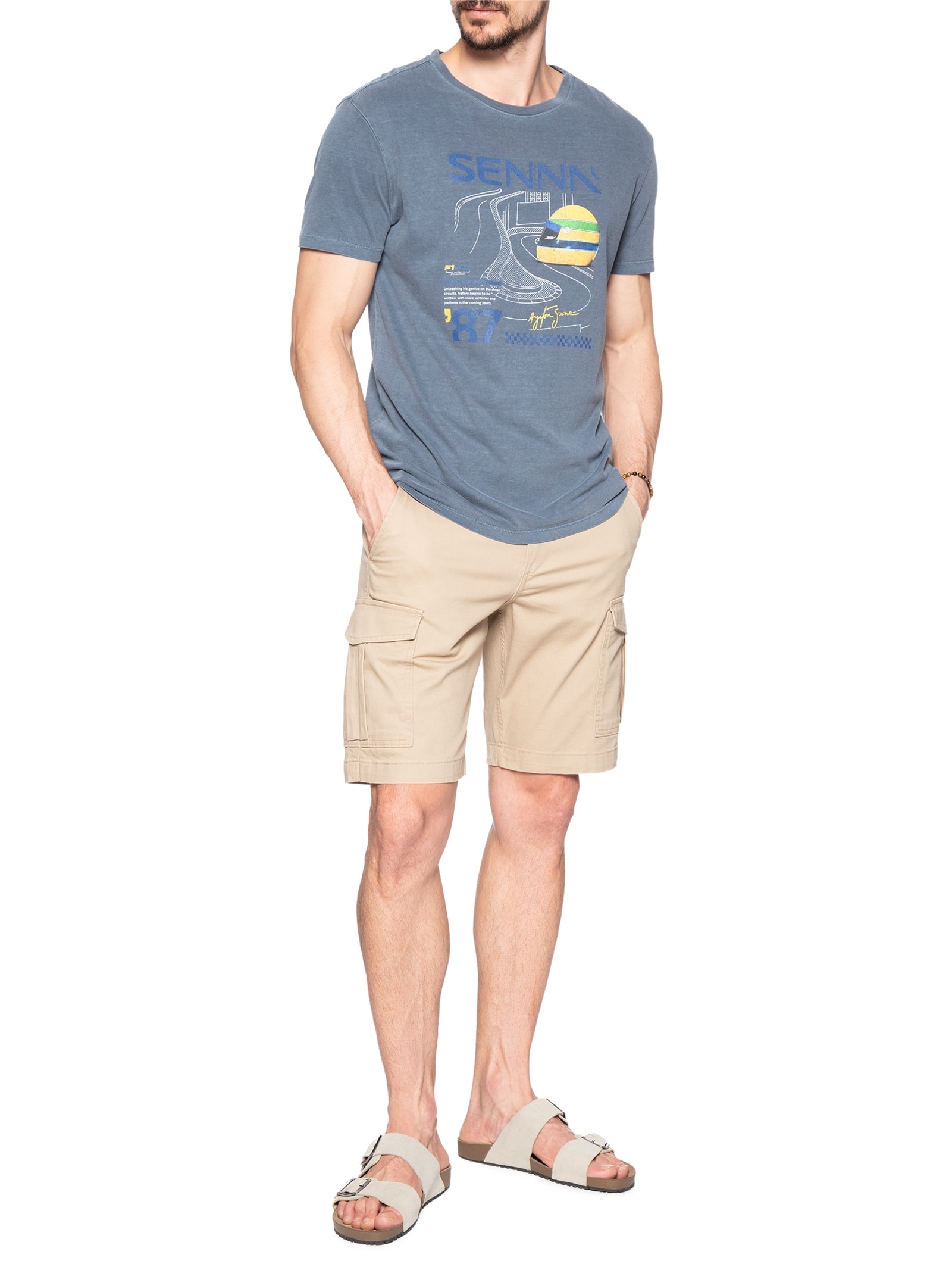 Camiseta Masculina Estampada Senna King Of Monaco Azul Reserva