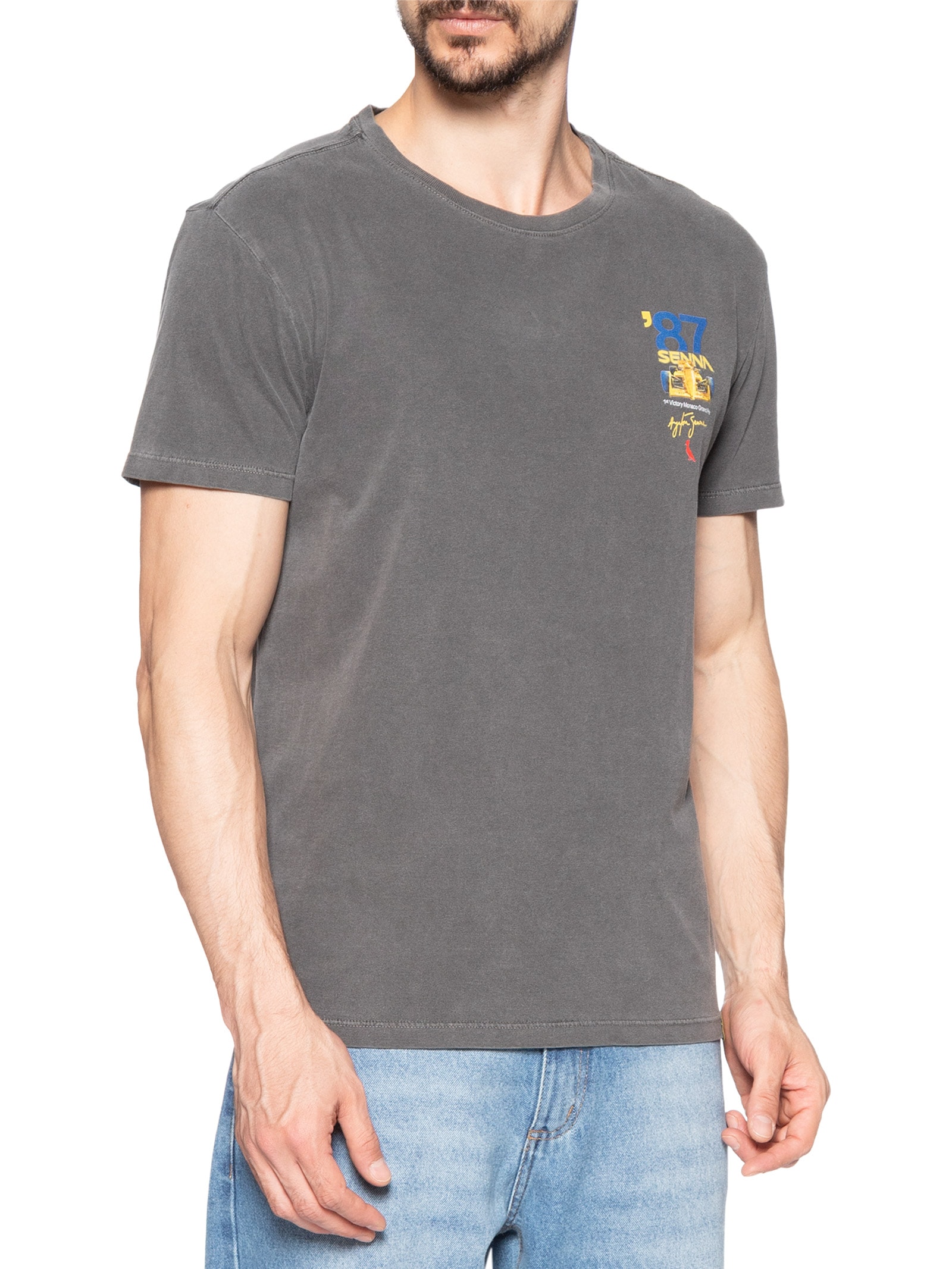 Camiseta Masculina Estampada Senna Monaco 87 Preto Reserva