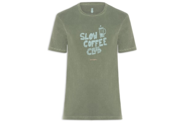 Camiseta Masculina Estampada Slow Coffee - Verde