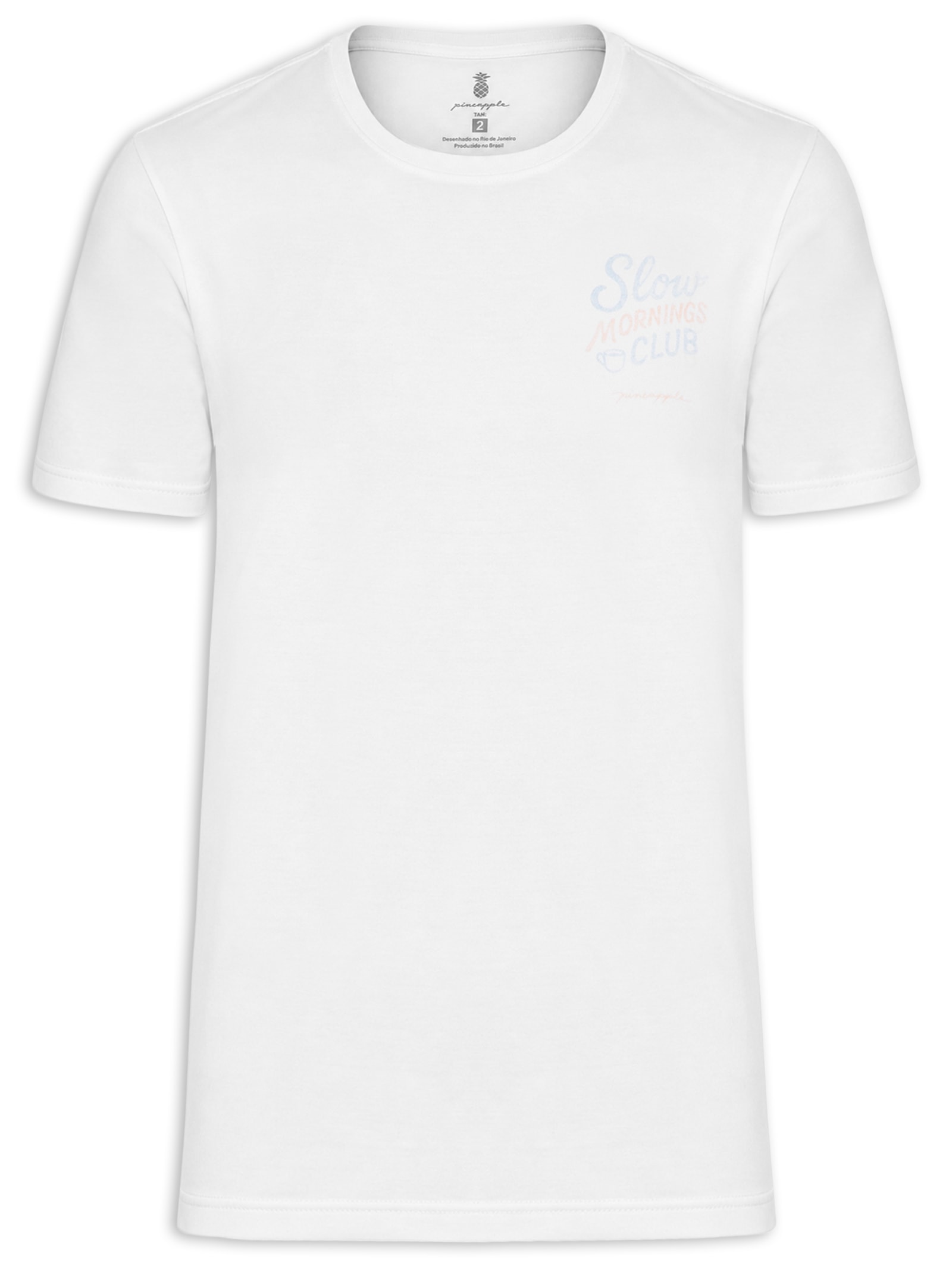 Camiseta Masculina Estampada Slow Morning Club Branco Pineapple